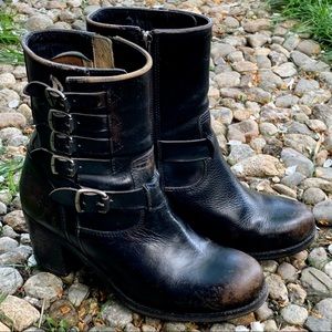 Frye Heeled Leather Buckle Boot in GREAT Condition